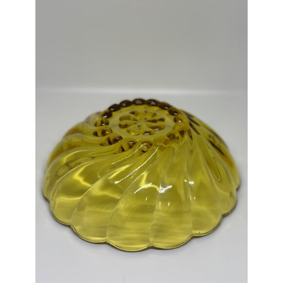 VTG Hazel Atlas Amber Capri Swirl Serving Bowl Depression Glass 9" Diameter - Picture 3 of 6
